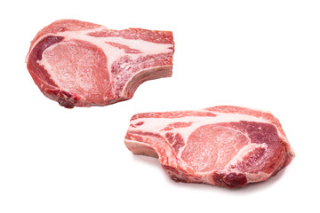 Raw pork isolated on white background.