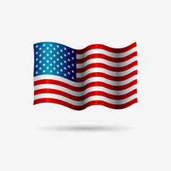 American flag. Congratulations to the American people on the national holiday Independence Day. White background. illustration.
