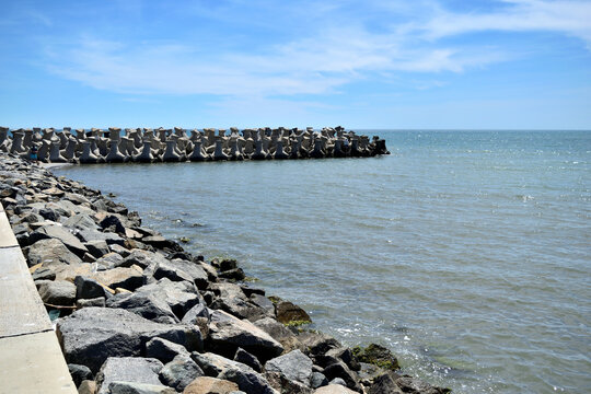 breakwater pier in the sea - Olimp, Mangalia, Constanta county, Dobrudja, Romania