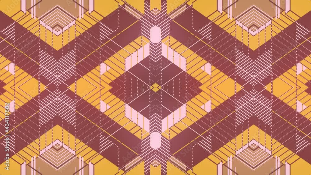 Poster disco vj show, kaleidoscopic background. 3d rendering loop animation. 4k, uhd