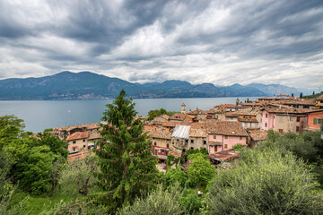 Lake Garda (Lago di Garda) view from the small village of Castelletto di Brenzone with the Lombardy...