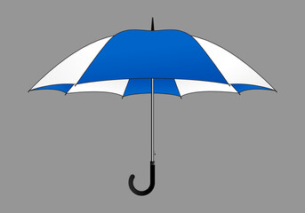Striped umbrella rain white-blue design vector on gray background