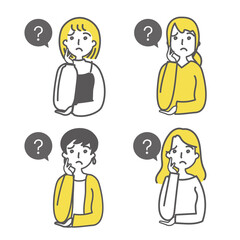 疑問を持つ女性　ベクターイラスト