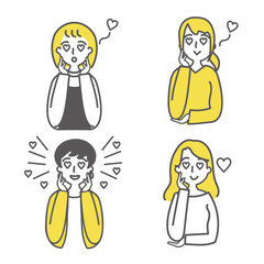 喜ぶ女性　ベクターイラスト