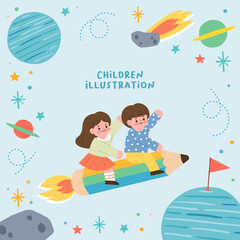 Children illustration. Illustration for educational activities with friends.