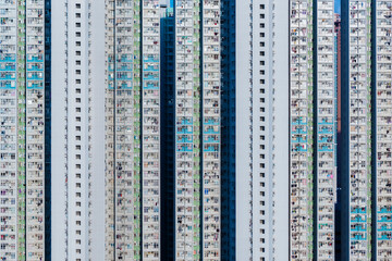 Exterior of high rise residential building of public estate in Hong Kong city