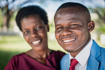 Black African man and woman portrait with love