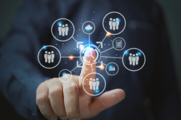 Human Resources HR management Recruitment Employment Headhunting Concept. officer looking for employee represented by data analysis