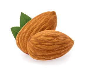 Obraz na płótnie Canvas Almond nuts isolated on white background