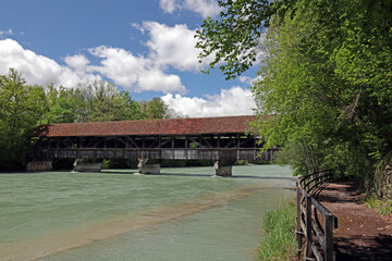 Fototapeta premium Auguetbrücke bei Bern, Aare, Schweiz