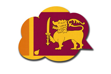 3d speech bubble with lankan national flag isolated on white background. Symbol of Sri Lanka country.