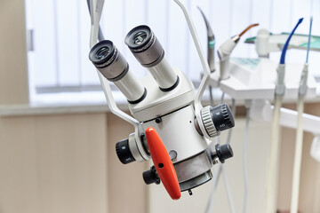 microscope for the diagnosis of teeth in a dental clinic close-up