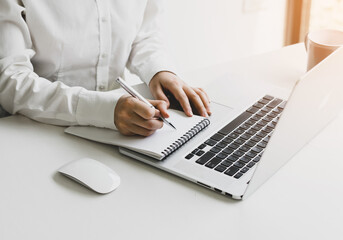 Accountant counts tax, works in the office