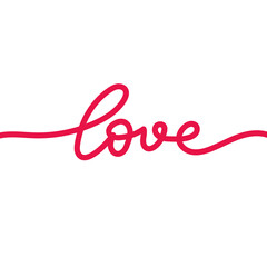 love handwriting in Valentine's Day  , isolated on white background , Vector Illustration EPS 10
