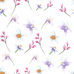seamless lemon blossoms and flowers pattern | seamless floral pattern
