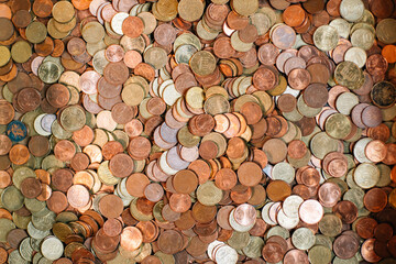 sea of euro cent coins