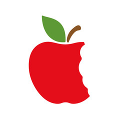 Apple icon. A red apple that has been bitten School education concept Isolated on white background