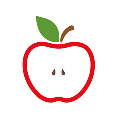 Apple icon. A red apple that has been bitten School education concept Isolated on white background