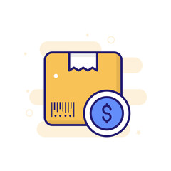 Parcel Cost vector filled outline icon style illustration. EPS 10 File