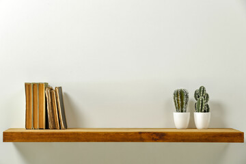 Wooden desk of free space and wall background 