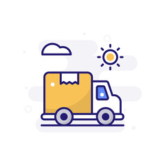 Fototapeta premium Delivery Van vector filled outline icon style illustration. EPS 10 File