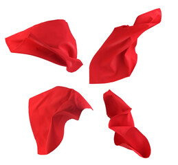 Set of red cloth in flight on a white background