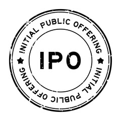 Grunge black IPO Initial Public Offering word round rubber seal stamp on white background