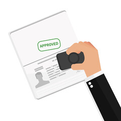 Businessman Hand Hold Travel Approved Document