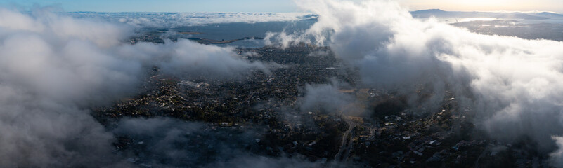 The marine layer sweeps over the serene hills of the East Bay, just east of San Francisco Bay, California. This area has a number of parks and open spaces available to explore by hiking and biking.