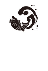 和風2022年のの年賀状と手書きの筆文字のベクターイラスト素材