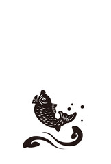 和風2022年のの年賀状と手書きの筆文字のベクターイラスト素材