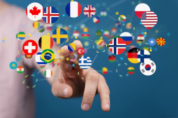 Global communication, international messaging and translation concept