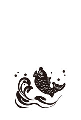 和風2022年のの年賀状と手書きの筆文字のベクターイラスト素材