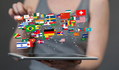 Global communication, international messaging and translation concept