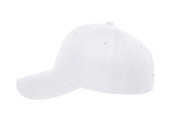 Baseball cap color white close-up of side view on white background

