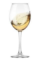 white Wine in glass isolated on white background, full depth of field, clipping path