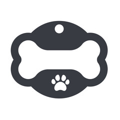 Dog tag template. Vector silhouette dog tag for neckline. Isolated on white background