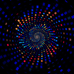 Vector background abstraction, geometry, points, spiral, colors of the night city.