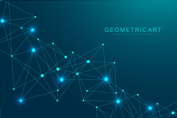 Big Data Visualization Background. Modern futuristic virtual abstract background. Science network pattern, connecting lines and dots. Global network connection .