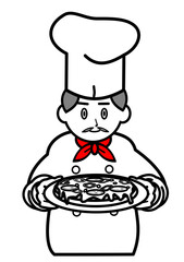 ピザを持つイタリアンシェフ