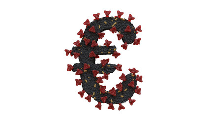 3d illustration of corona virus typeface the character EURO
