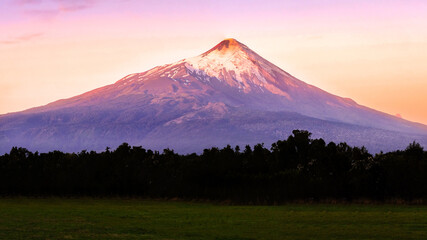 Beautiful landscape of the Osorno volcano against the sunrise sky background, Los Lagos, Chile © Wirestock Exclusives