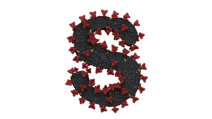 3d illustration of corona virus typeface the character S