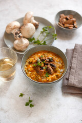 Risotto with mushrooms artichokes and pumpkin cream (ph. Marianna Franchi)