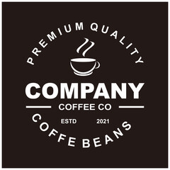 Retro coffee logo for coffee shop logo design template with black background