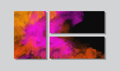 Color Splash banners set. Background smoke paint.