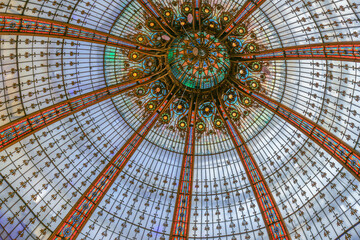 Cupola of the famous shopping center Galeries Lafayette in Paris