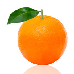 Oranges fruit with leaves isolated on white background