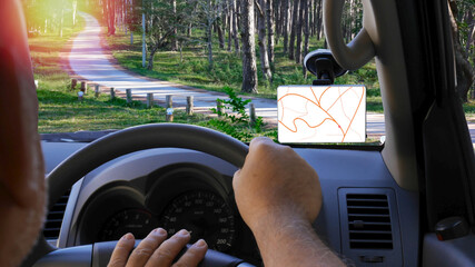 the driver using online  GPS map and drive to the destination