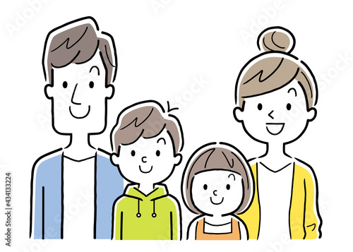 ベクターイラスト素材 2人の子供を持つ夫婦 4人家族 Boy Wall Mural B ケイーゴ K